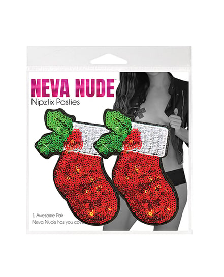 Neva Nude Christmas Stockings Sequin Pasties - Multicolor O/S