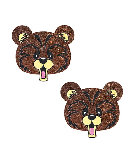Neva Nude Grizzo Bear Glitter Pasties – Brown O/S by Neva nude product image