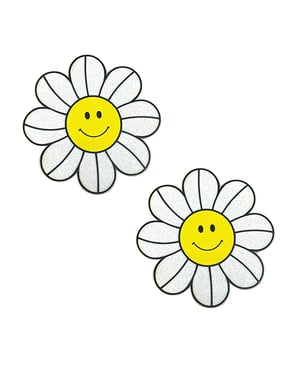 Neva Nude Glitter Groove Daisy Delights Smiley Pasties – White/Yellow O/S by Neva nude product image