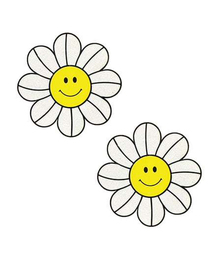 Neva Nude Glitter Groove Daisy Delights Smiley Pasties - White/Yellow O/S
