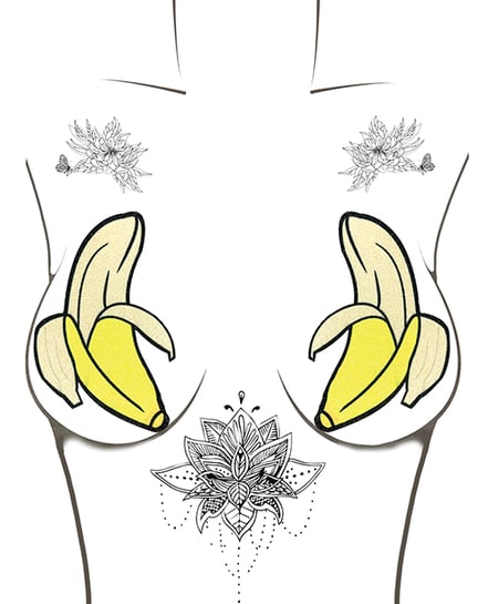 Neva Nude Big Banana Blacklight Glitter Pasties - Yellow O/S