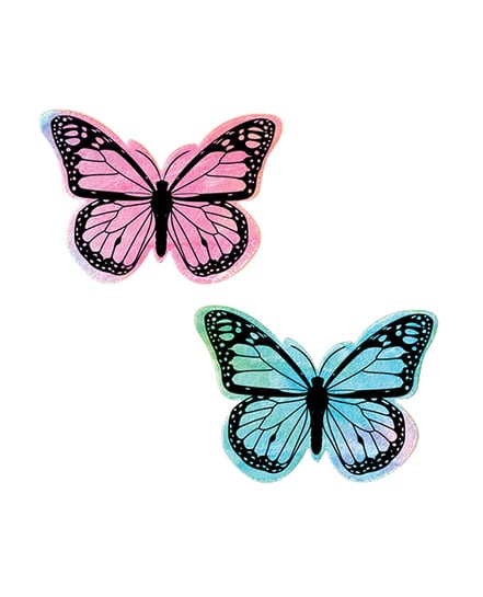 Neva Nude Sherbet Tie Dye Velvet UV Butterfly Pasties - Rainbow O/S