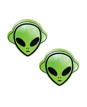 Neva Nude Apple Fruitella Wet Vinyl Blacklight Space Alien Pasties – Neon Green O/S by Neva nude product image