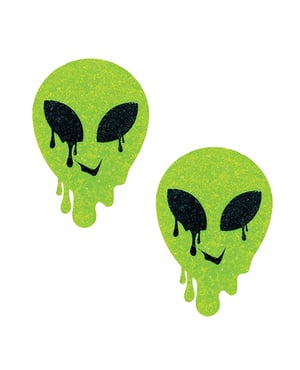 Neva Nude Super Sparkle Blacklight Glitter Melty Alien Pasties – Green O/S by Neva nude product image