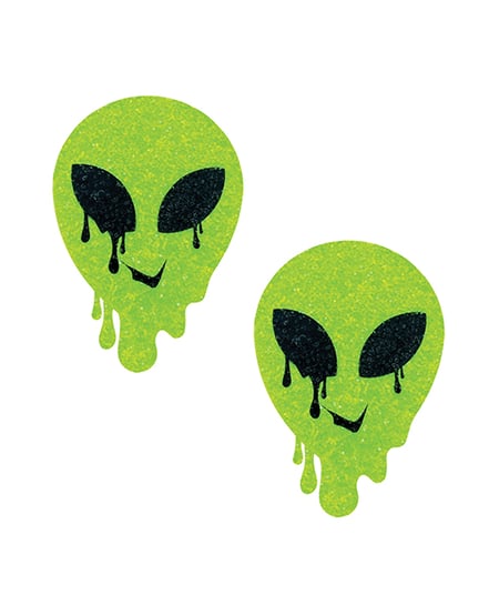 Neva Nude Super Sparkle Blacklight Glitter Melty Alien Pasties – Green O/S by Neva nude product image