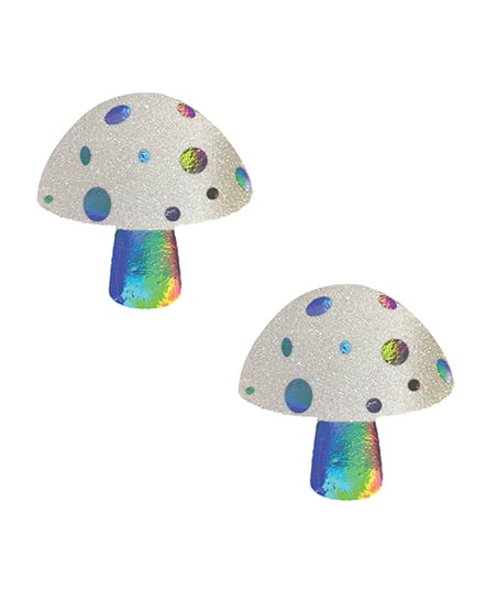 Neva Nude Holographic Glitter Shroom Pasties – Multicolor O/S by Neva nude product image