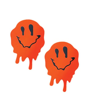 Neva Nude Smiley Vibes Blacklight Pasties – Neon Orange O/S by Neva nude product image