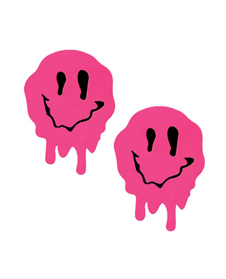 Neva Nude Smiley Vibes Blacklight Pasties - Neon Orange O/S