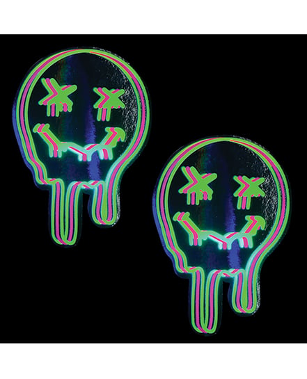 Neva Nude Super UV Trippy Face Neon Pasties - Multicolor O/S