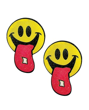 Neva Nude Smiley Face Glitter Tab Pasties – Multicolor O/S by Neva nude product image