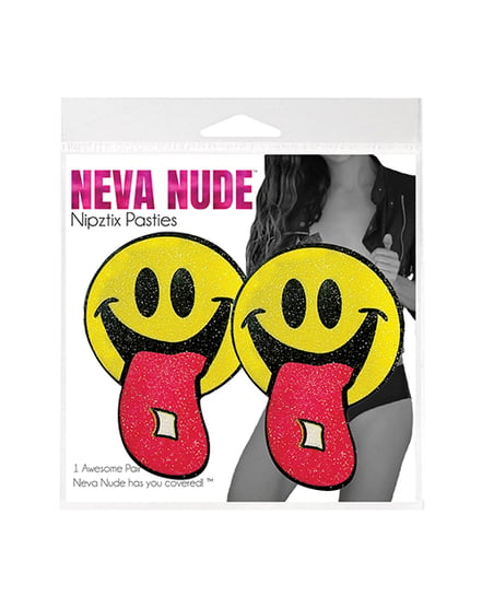 Neva Nude Smiley Face Glitter Tab Pasties - Multicolor O/S