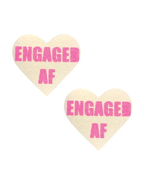 Neva Nude Engaged AF Glitter Blacklight Pasties – Neon Pink/White O/S by Neva nude product image