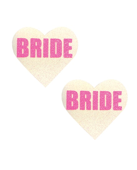 Neva Nude Bride Glitter Blacklight Pasties – Neon Pink/White O/S by Neva nude product image