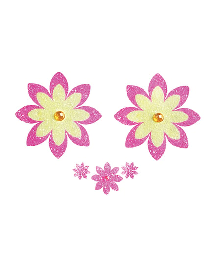 Neva Nude Petals of Sunshine Glitter Flower Pasties – Pink/Yellow O/S by Neva nude product image