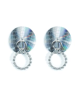 Neva Nude Pull Me Closer Holographic Ring Reusable Silicone Pasties – Silver O/S by Neva nude product image