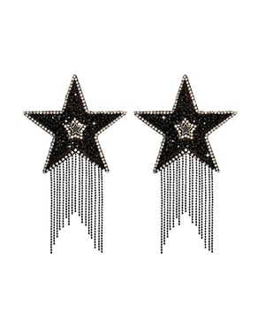 Neva Nude Jewel Crystal Tassel Star Reusable Silicone Pasties – Black O/S by Neva nude product image