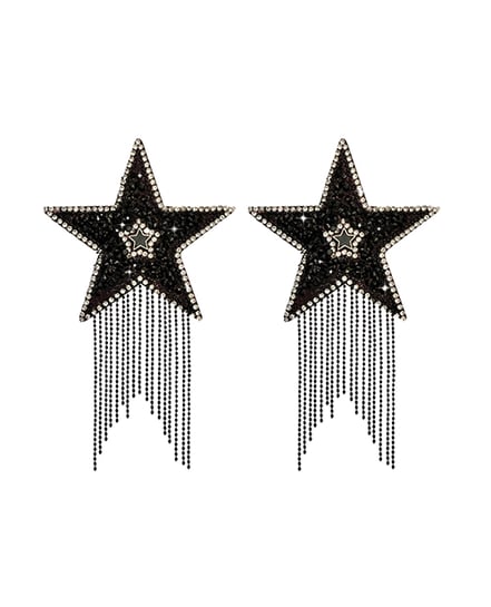 Neva Nude Jewel Crystal Tassel Star Reusable Silicone Pasties – Black O/S by Neva nude product image