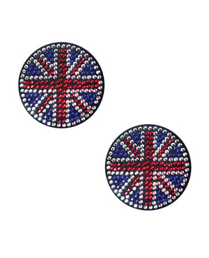 Neva Nude Yeah Bbaby! Black Union Jack Crystal Reusable Silicone Pasties – Multicolor O/S by Neva nude product image