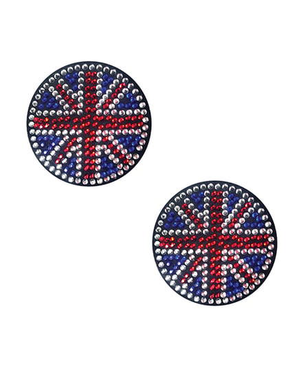Neva Nude Yeah Bbaby! Black Union Jack Crystal Reusable Silicone Pasties – Multicolor O/S by Neva nude product image