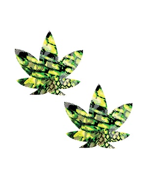 Neva Nude UV Weed LeafPasties – Green/Black O/S by Neva nude product image