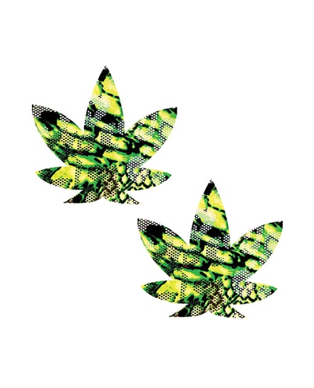 Neva Nude UV Weed LeafPasties – Green/Black O/S by Neva nude product image