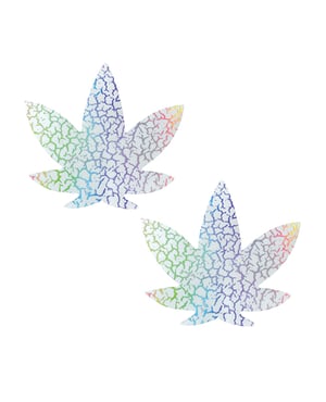 Neva Nude Synaptic Storm Holographic Dope AF Weed Pasties – Glow-in-the-Dark O/S by Neva nude product image