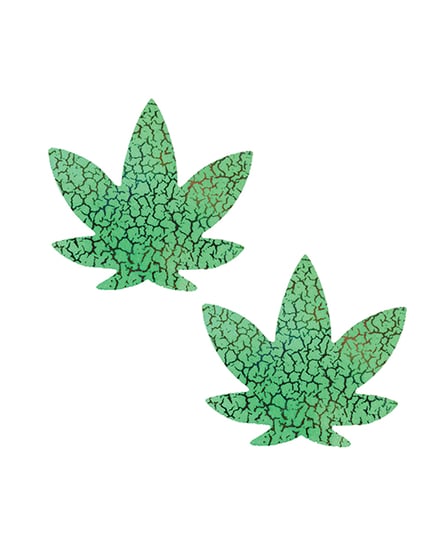 Neva Nude Synaptic Storm Holographic Dope AF Weed Pasties - Glow-in-the-Dark O/S
