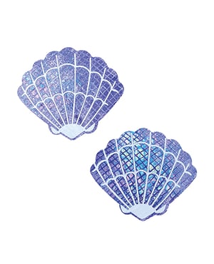 Neva Nude Mother of Pearl Holographic Mermaid Shell Pasties – Purple O/S by Neva nude product image