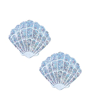 Neva Nude Unicorn Tears Sparkle Sequin Mermaid Shell Pasties – White O/S by Neva nude product image