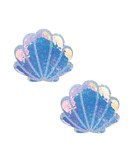 Neva Nude Cotton Candy Iridescent Blacklight Mermaid Shell Pasties – Purple O/S by Neva nude product image