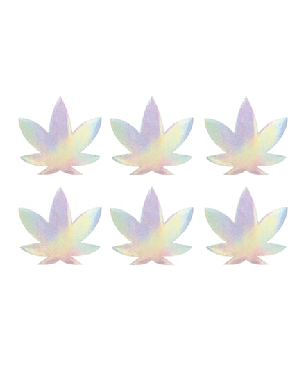 Neva Nude Holographic Weed Leaf Small Body Stickers – Pack of 6 O/S by Neva nude product image