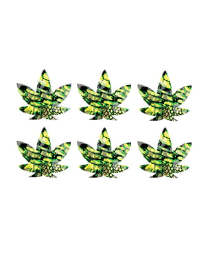 Neva Nude UV Weed Leaf Small Body Stickers Pack of 6 – Green/Black O/S by Neva nude product image