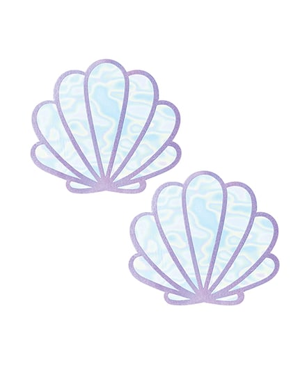 Neva Nude Shimmer Holographic Queen Status Plus Size Mermaid Shell Pasties – Opal O/S by Neva nude product image