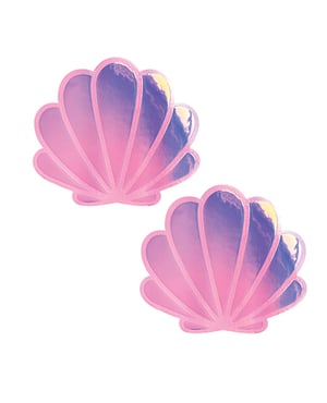 Neva Nude Queen Status Plus Size Iridescent Mermaid Shell Pasties – Pastel Pink O/S by Neva nude product image