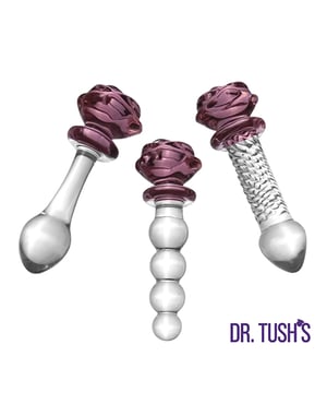 Dr. Tush’s Sacred Glass Rose Collection Anal Plug Set – Glass by Dr. Tush's product image