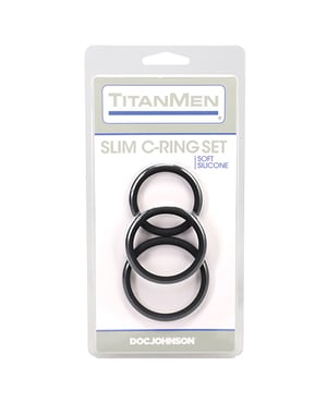 TitanMen Slim C-Ring 3 pc Silicone Set – Black by Titanmen product image
