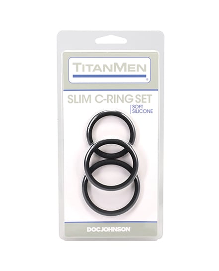 TitanMen Slim C-Ring 3 pc Silicone Set – Black by Titanmen product image
