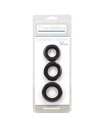 TitanMen Cushioned C-Ring 3 pc Silicone Set – Black by Titanmen product image