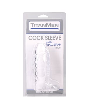 TitanMen 6″ Cock Sleeve w/Ball Strap – Clear by Titanmen product image