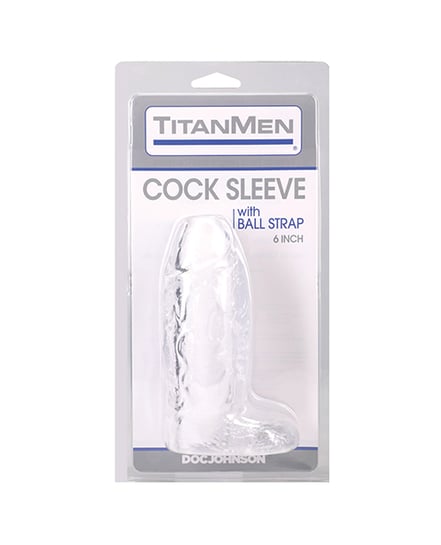TitanMen 6″ Cock Sleeve w/Ball Strap – Clear by Titanmen product image