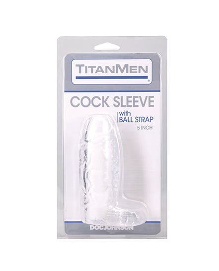 TitanMen 5″ Cock Sleeve w/Ball Strap – Clear by Titanmen product image