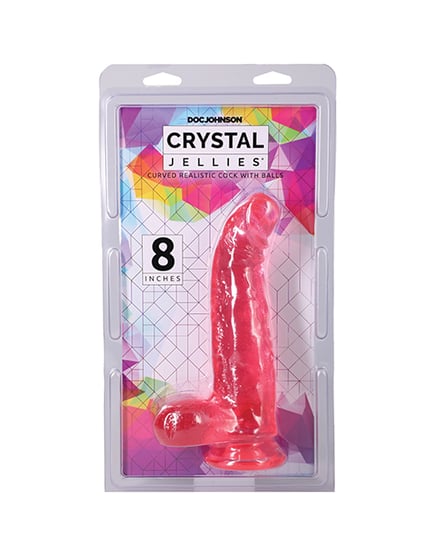 Crystal Jellies 8″ Curved Realistic Cock w/Balls – Pink by Crystal Jellies product image