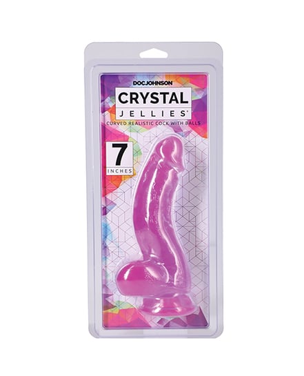 Crystal Jellies 7″ Curved Realistic Cock w/Balls – Purple by Crystal Jellies product image