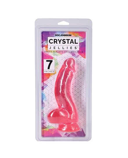 Crystal Jellies Curved 7″ Realistic Cock w/Balls – Pink by Crystal Jellies product image
