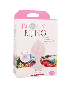 Booty Bling Jeweled Wearable Translucent Silicone Plug – Clear Large by Doc Johnson product image