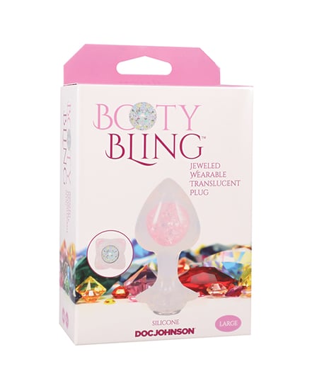 Booty Bling Jeweled Wearable Translucent Silicone Plug – Clear Large by Doc Johnson product image