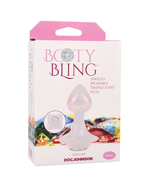 Booty Bling Jeweled Wearable Translucent Silicone Plug – Clear Small by Doc Johnson product image