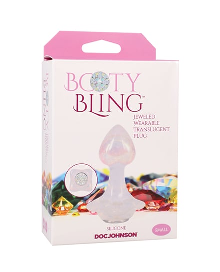Booty Bling Jeweled Wearable Translucent Silicone Plug – Clear Small by Doc Johnson product image