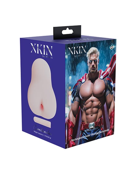 Shots Xkin Superhero Cumlander Masturbator w/Rechargeable Bullet – Vanilla by Shots product image