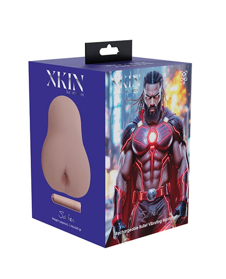 Shots Xkin Superhero Saber Masturbator w/Rechargeable Bullet – Brown by Shots product image